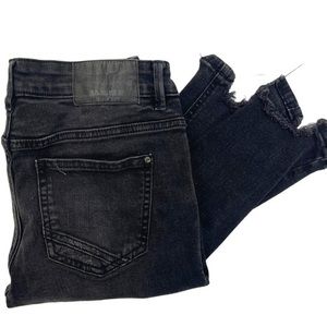 ZARA z1975 Denim Jeans Women’s Size 4 distressed zippers black